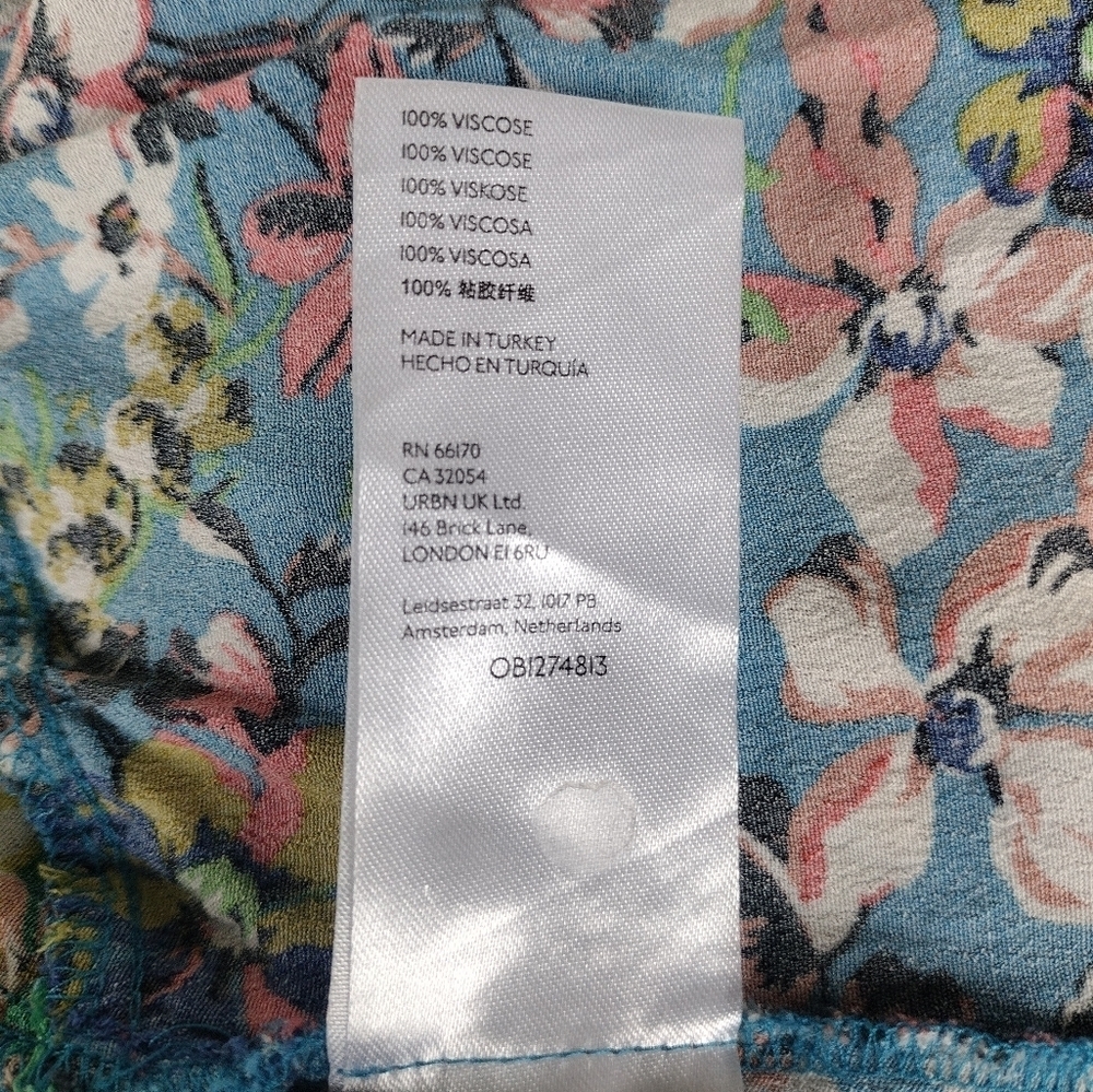 Anthropologie Robin Tiered Mini Dress Blue Green Floral XS - Picture 7 of 9